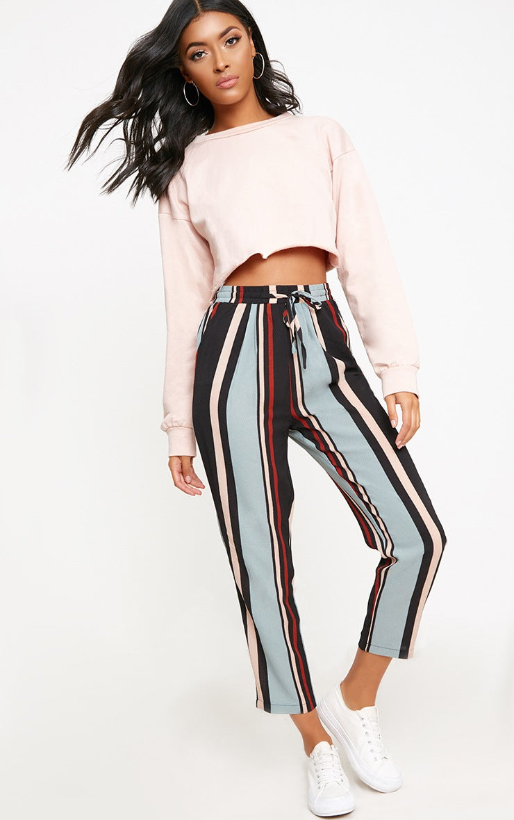 Fun Striped Casual Trousers/ Blue Multi