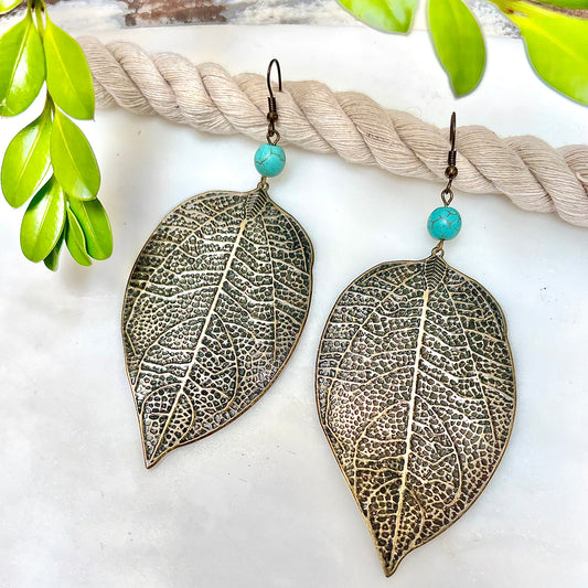 Bronzed Leaf Earrings
