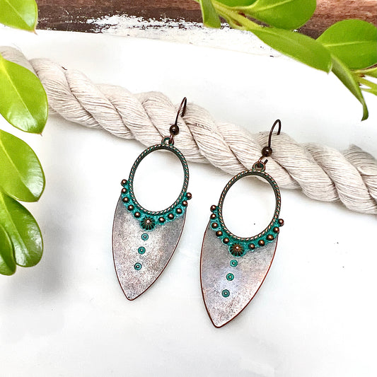 Patina Bronze Shield Earrings