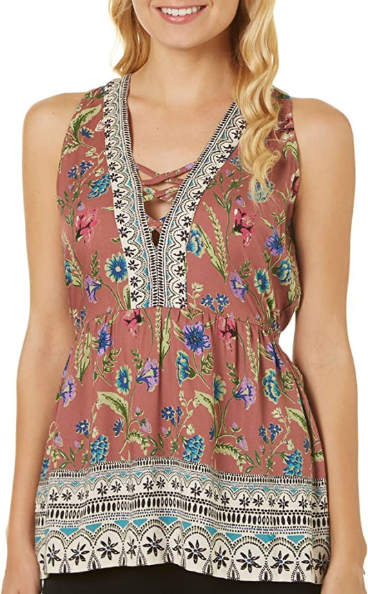 Sleeveless Summer Top with Cross Front Detail/ Rose Blush