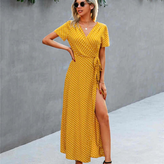 Lotti Dotti Maxi Wrap Dress/ Mustard Yellow (COMING SOON)