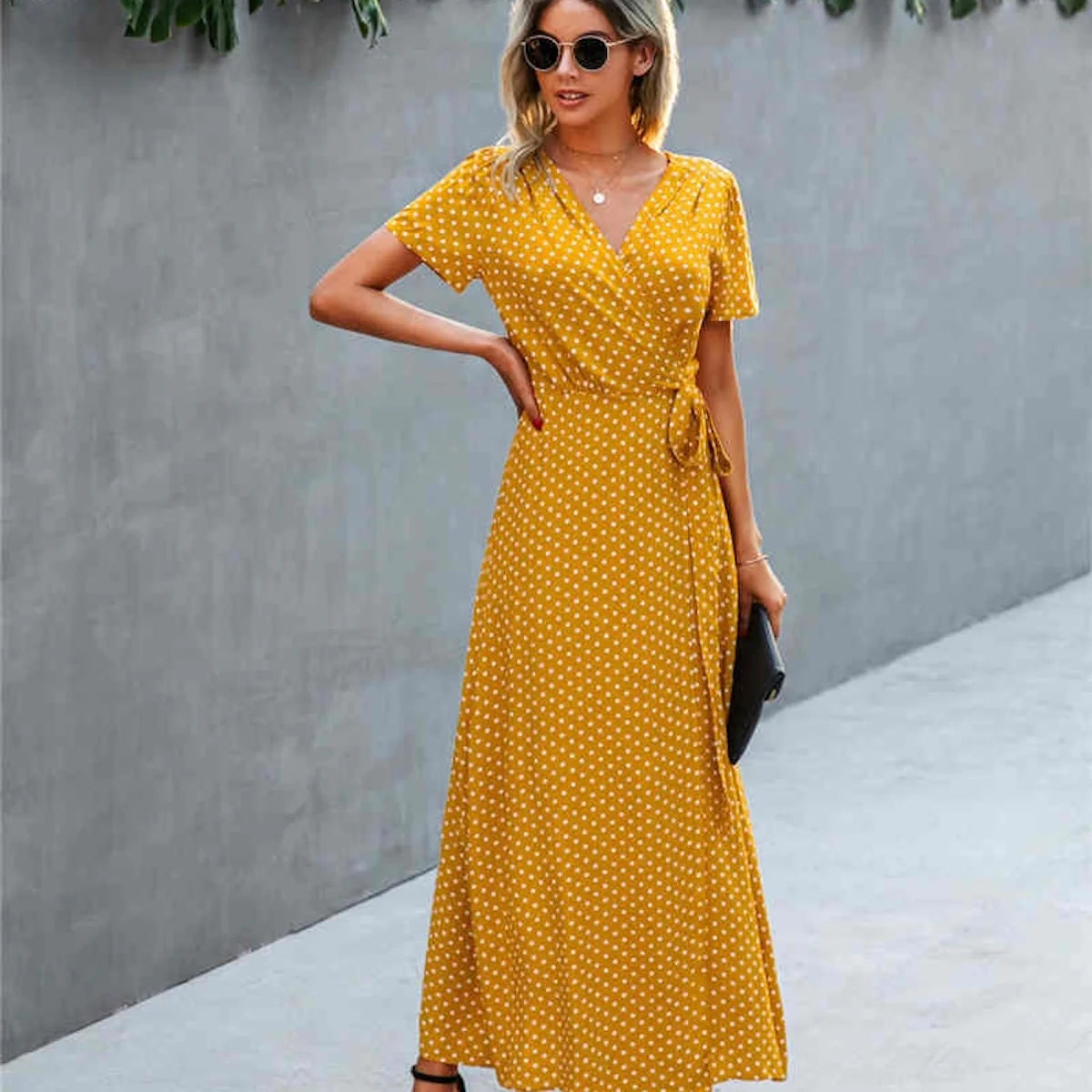 Lotti Dotti Maxi Wrap Dress/ Mustard Yellow (COMING SOON)