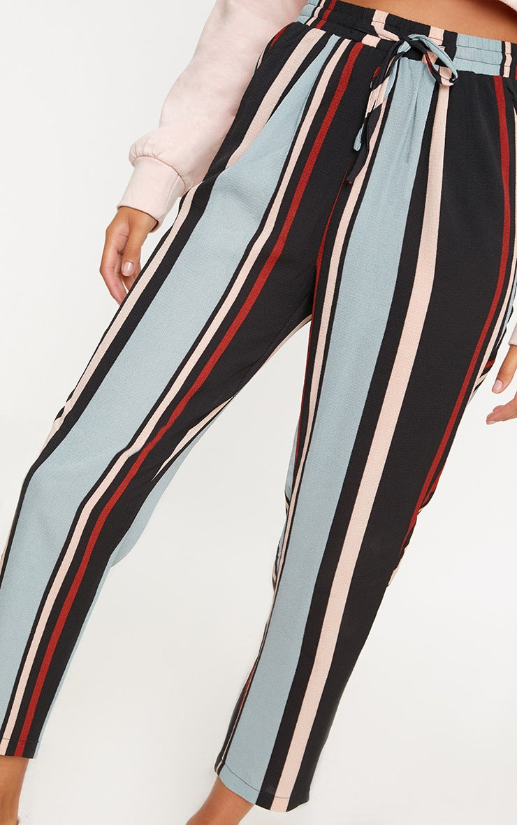 Fun Striped Casual Trousers/ Blue Multi