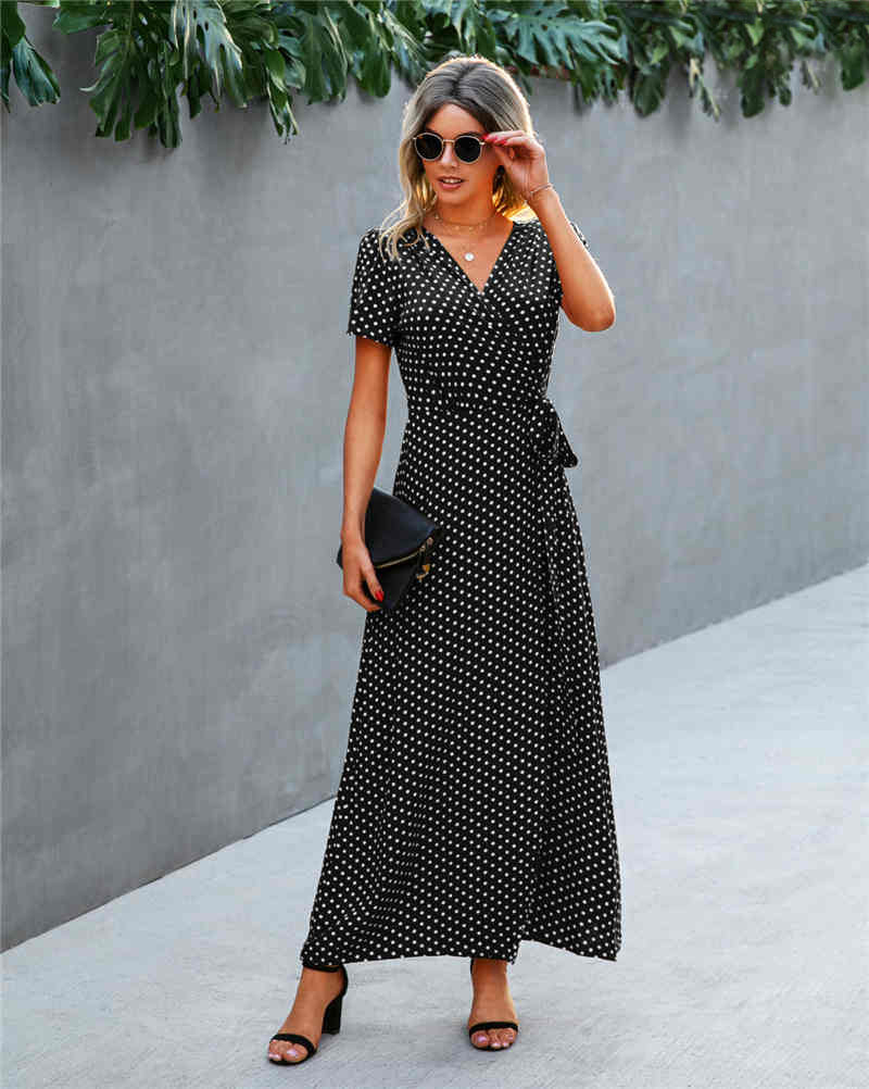 Lotti Dotti Maxi Wrap Dress/ Black