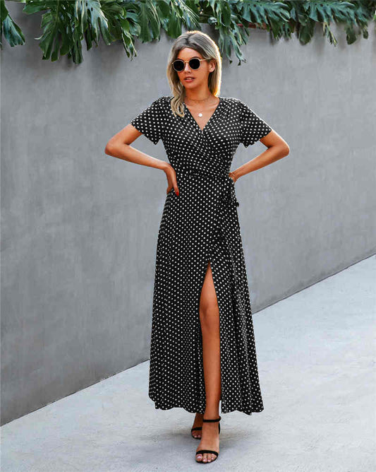 Lotti Dotti Maxi Wrap Dress/ Black