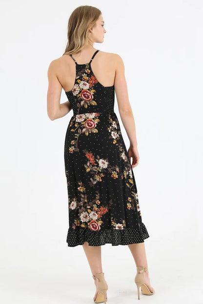 Baby Girl Floral & Dotted Dress/ Black Floral