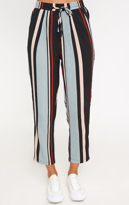 Fun Striped Casual Trousers/ Blue Multi