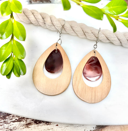 Natural Wood & Shell Earrings