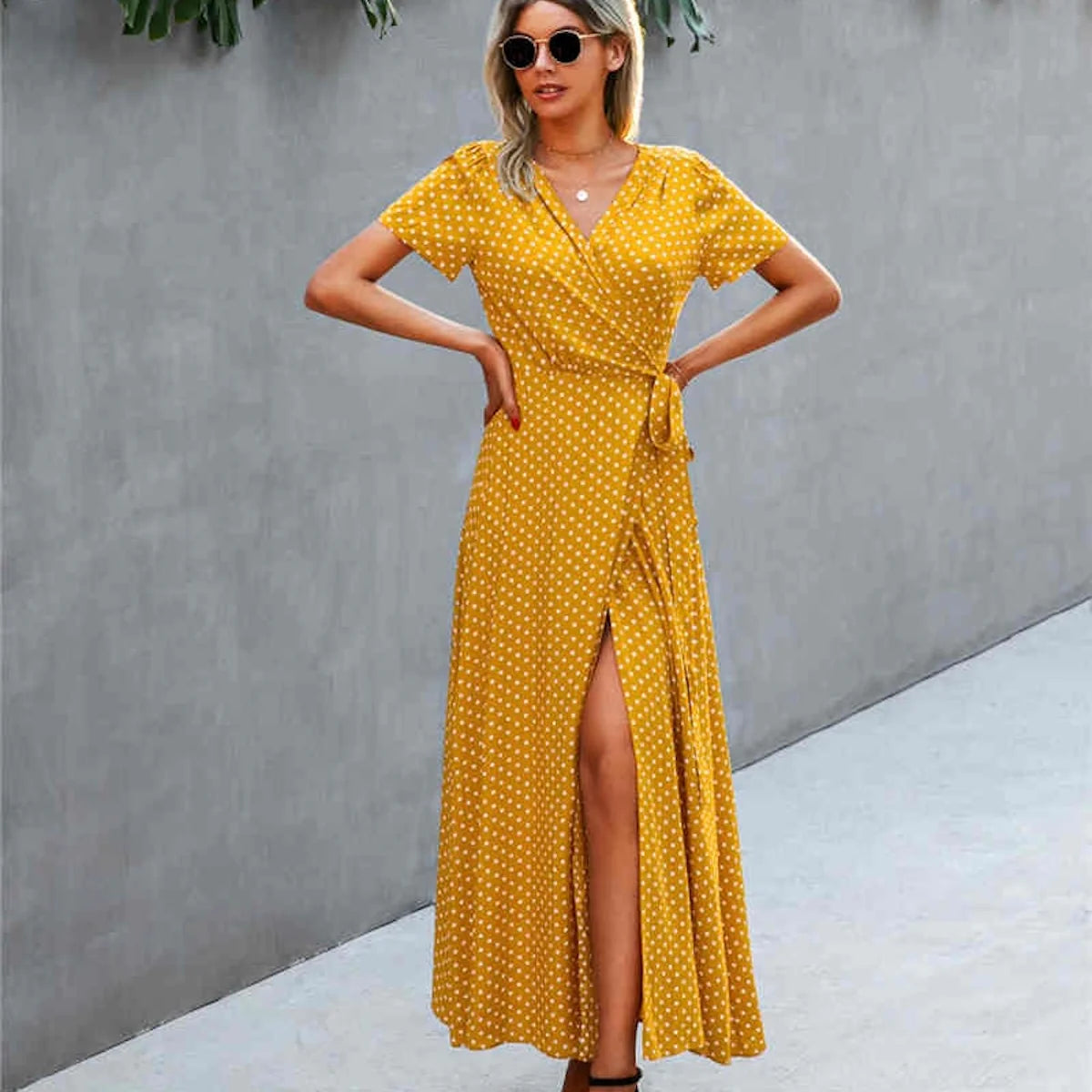 Lotti Dotti Maxi Wrap Dress/ Mustard Yellow (COMING SOON)